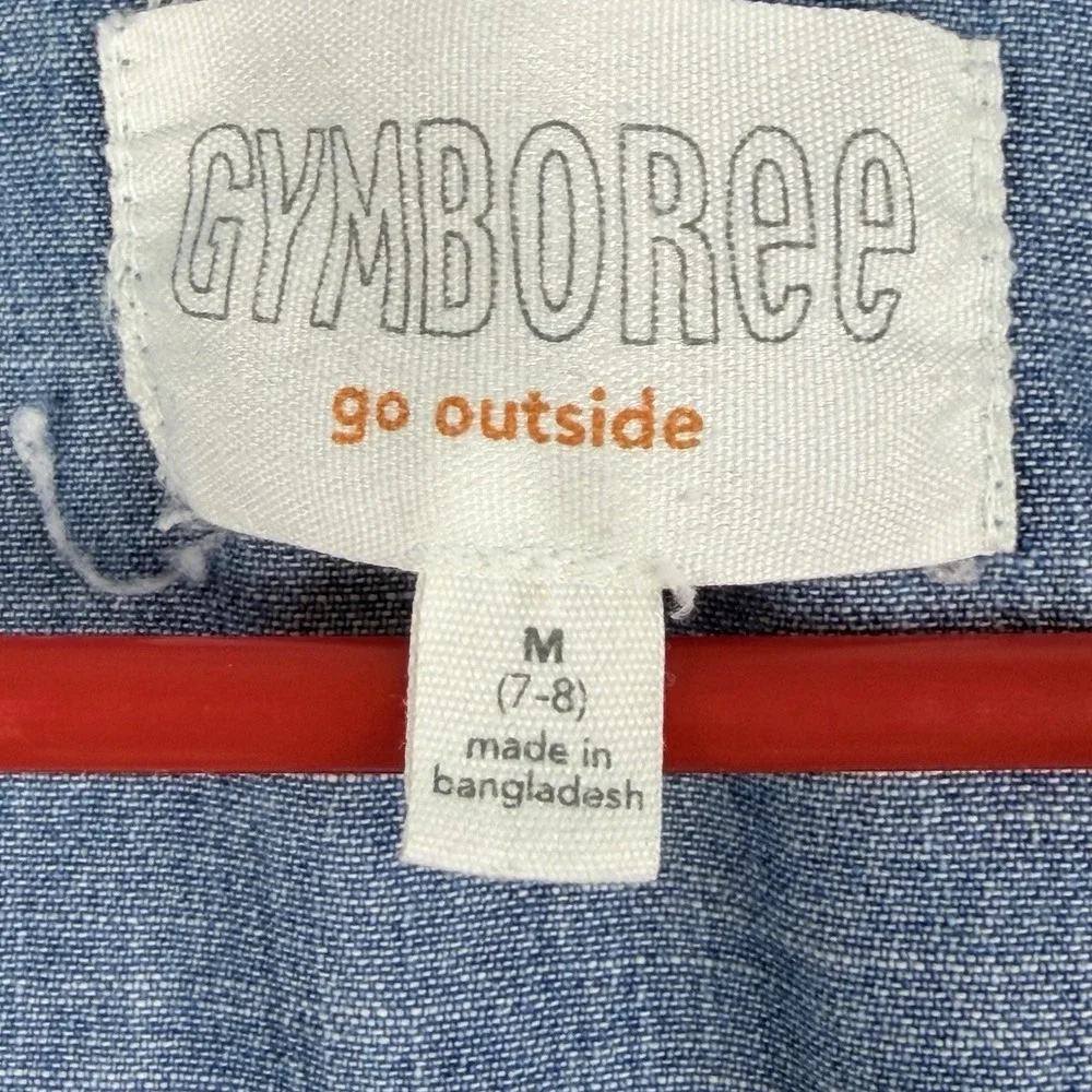 Gymboree Boys Bomber‎ Jacket Full Zip Denim Washed Jeans Blue Size-M 7-8) VTG
